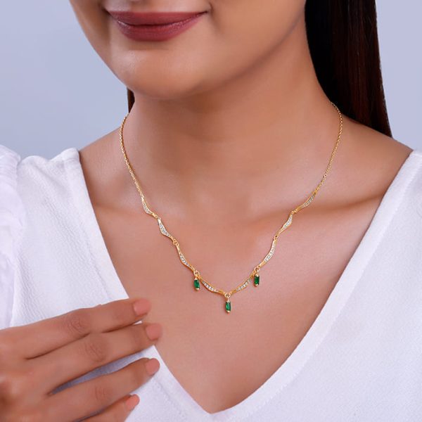 Golden Emerald Tranquility Necklace on Sale