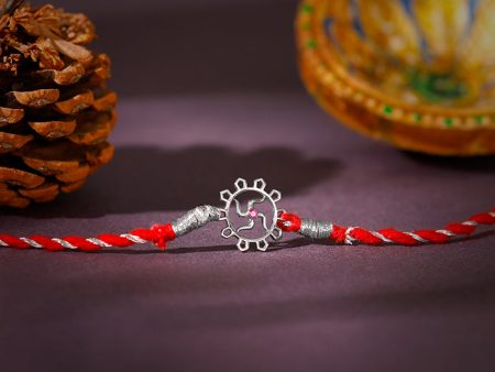 Silver Swastik Bloom Rakhi Sale