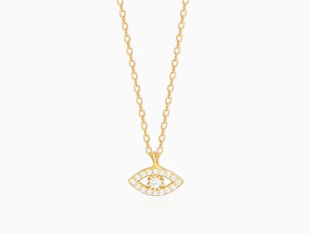 Golden Evil Eye Zircon Pendant With Link Chain For Cheap