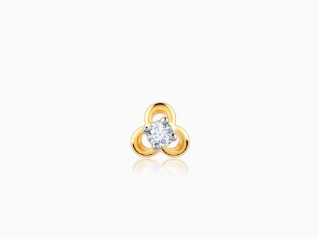 Gold Flourish Clover Diamond Nose Pin Fashion