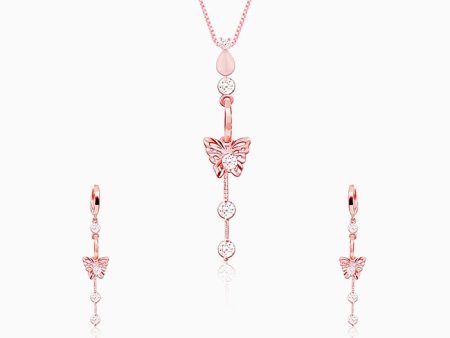 Rose Gold Charming Butterfly Set Fashion