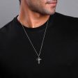 Black Rhodium Holy Christ Pendant With Box Chain For Him For Cheap