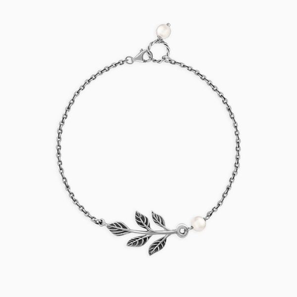 Oxidised Silver Leaf Bracelet For Discount