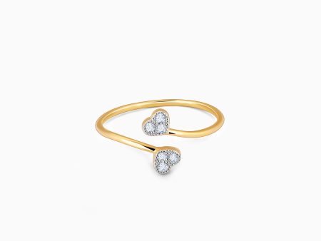 Gold Heartbeat Duo Diamond Ring Online Hot Sale