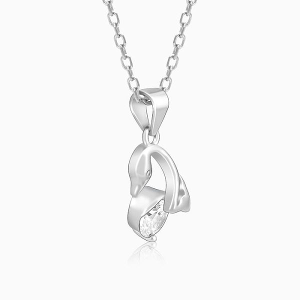 Silver Mini Swan Pendant with Link Chain Online now