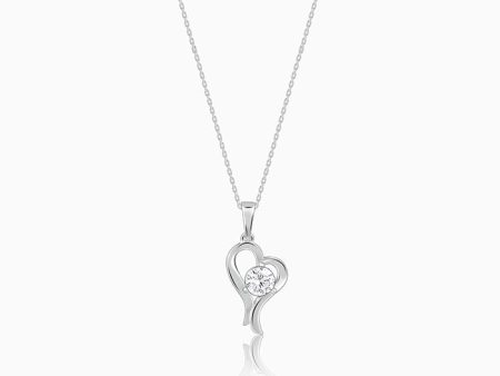 Anushka Sharma Silver Zircon Curl Heart Necklace with Link Chain Online Hot Sale