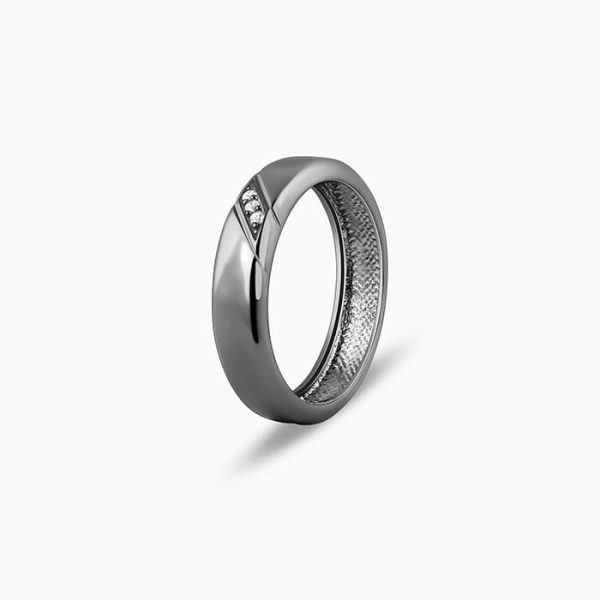 Black Rhodium Zirconia Band For Him For Cheap