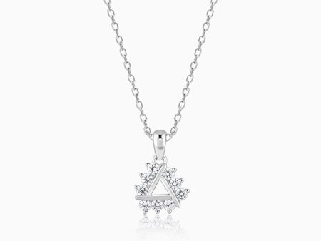 Silver Sparkly Triangle Pendant With Link Chain Fashion