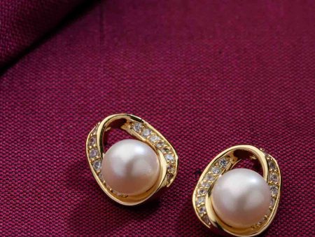 Classic Pearl Earrings (Brass) Cheap