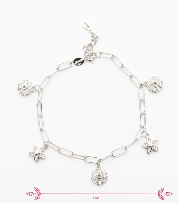 Bulky Chain Floral Bracelet (Silver) Supply