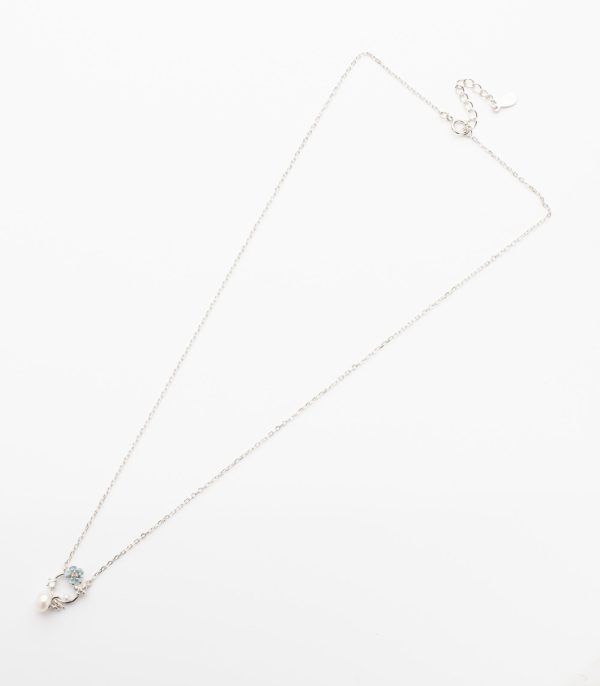 Dangling Pearl with Round  Necklace (Silver) For Cheap