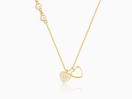 Golden Heart to Heart Necklace For Discount