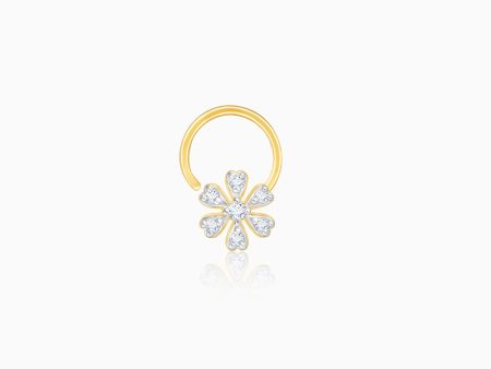 Gold Floral Grace Diamond Nose Pin For Discount