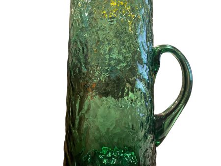 Hand Blown Art Glass Mid Century Modern Textured Pitcher For Sale