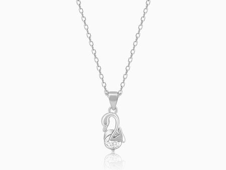 Silver Mini Swan Pendant with Link Chain Online now