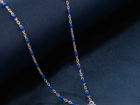 Blue Beaded Radiant Necklace (Silver) For Discount