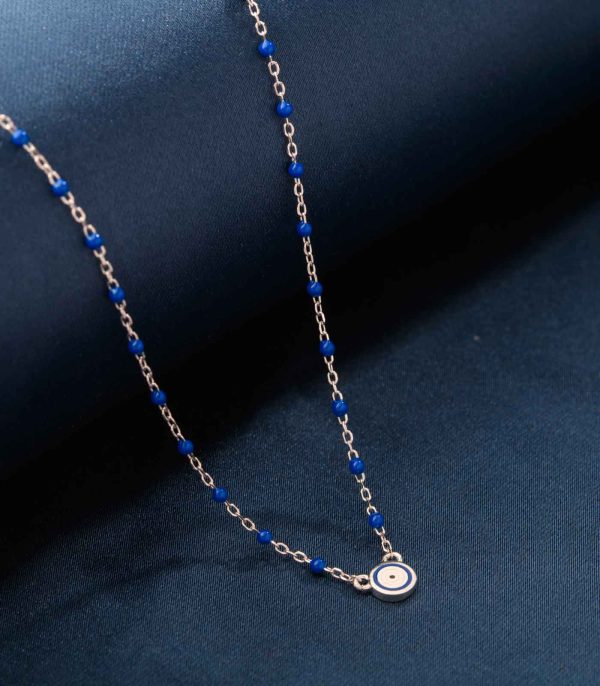 Blue Beaded Radiant Necklace (Silver) For Discount