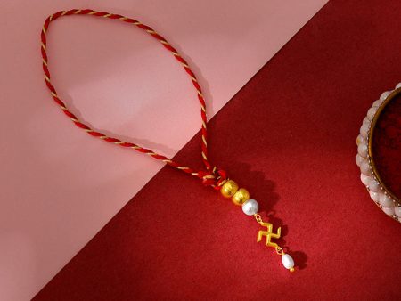 Golden Blissful Swastik Lumba Rakhi Discount