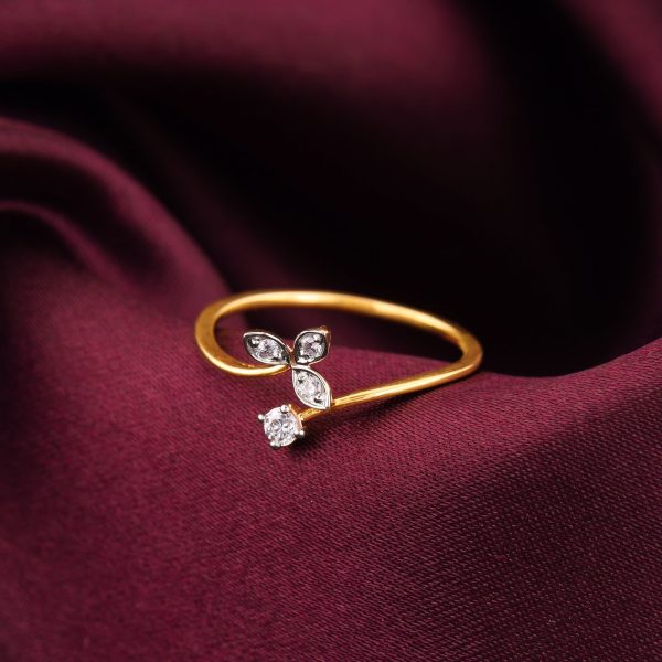 Gold Leaflet Delights Diamond Ring For Cheap