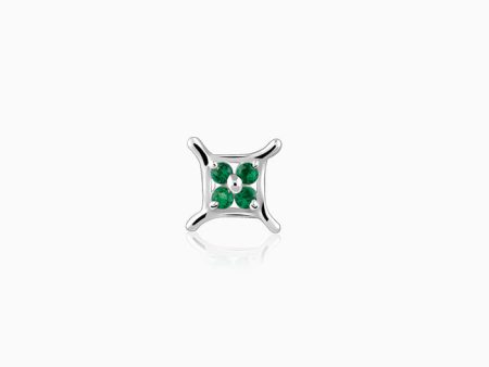 Silver Emerald Green Nose Pin on Sale