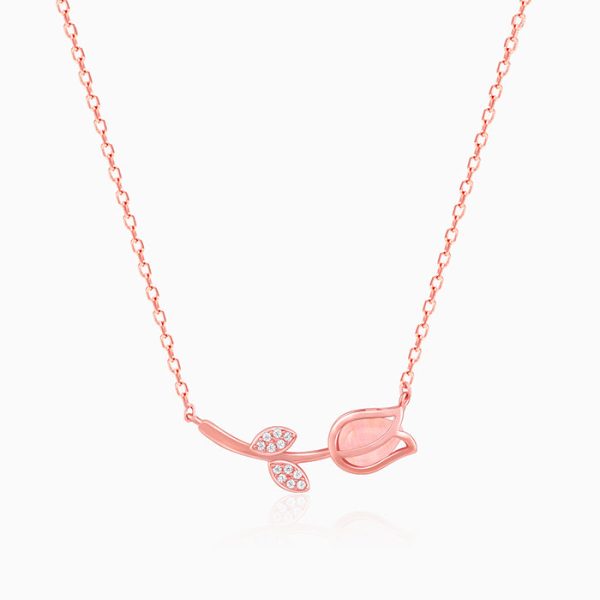 Anushka Sharma Rose Gold Pink Quartz Flower Necklace Hot on Sale