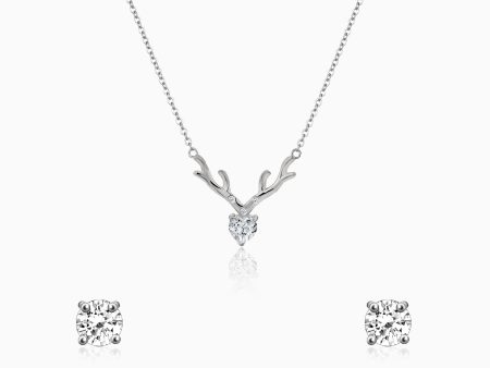 Silver Sparkling Deer Set on Sale