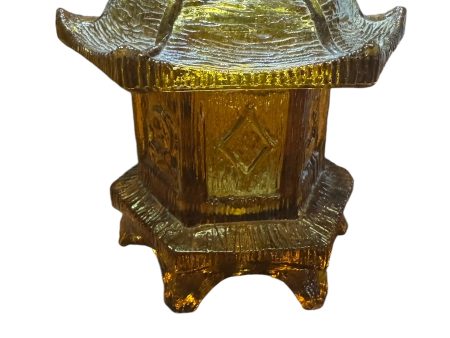 Vintage L.E. Smith Amber Pagoda Fairy Lamp - Perfect Cheap