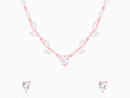 Rose Gold Leafy Heart Set Fashion