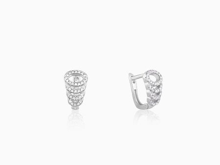 Silver Zircon Elegant Loop Earrings Supply