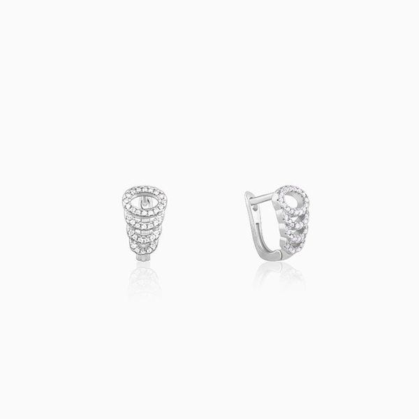 Silver Zircon Elegant Loop Earrings Supply