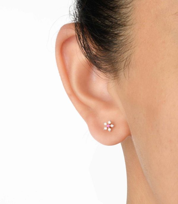 Diamond Catharanthus roseus Earrings Hot on Sale