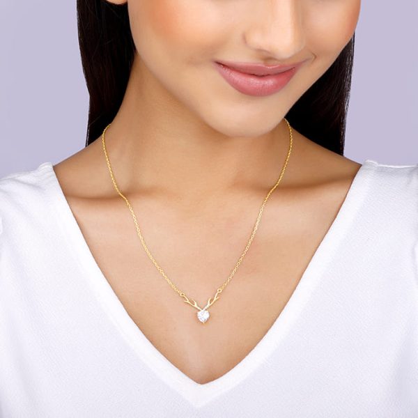 Golden Deer Heart Necklace Fashion