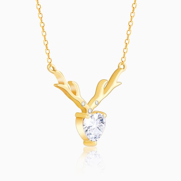 Golden Deer Heart Necklace Fashion