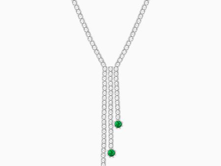 Silver Green Lariat Necklace Hot on Sale