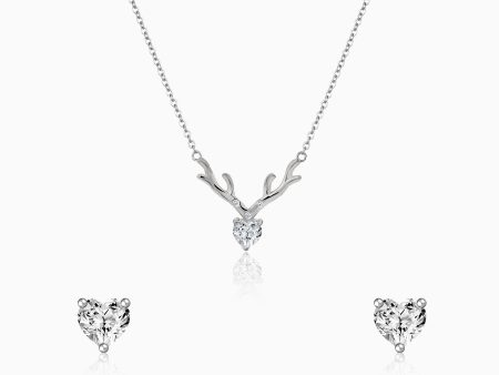 Silver Deer Solitaire Heart Set Supply