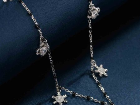 Dangling Stone Snowflake Mangalsutra (Silver) on Sale