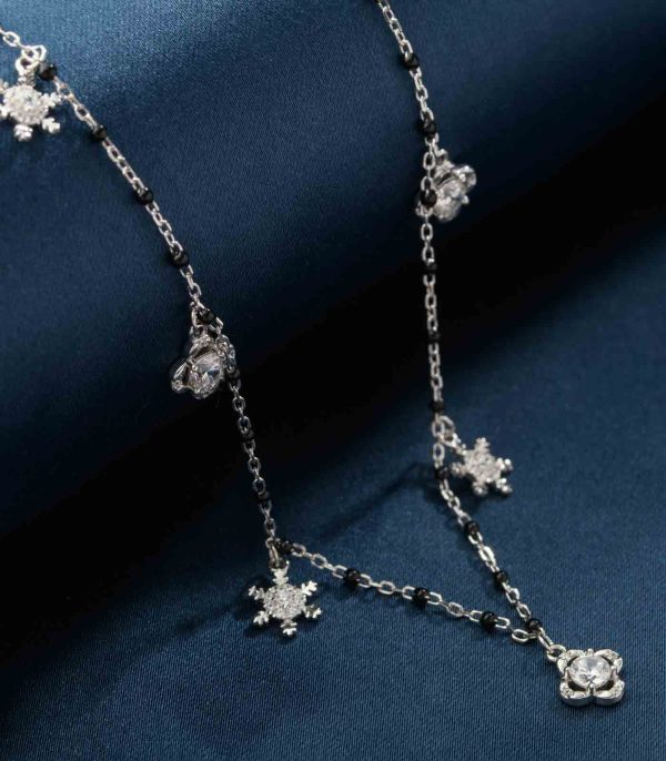 Dangling Stone Snowflake Mangalsutra (Silver) on Sale