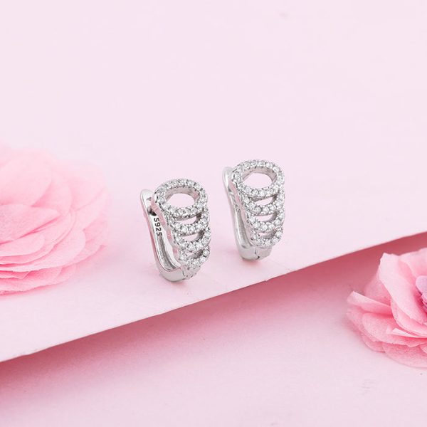 Silver Zircon Elegant Loop Earrings Supply