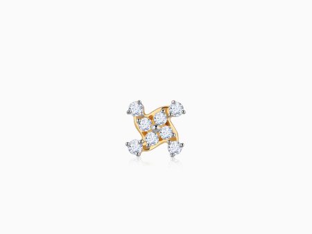 Gold Gracefully Blooming Diamond Nose Pin Hot on Sale