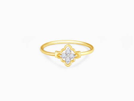 Gold Intricate Flower Diamond Ring Online