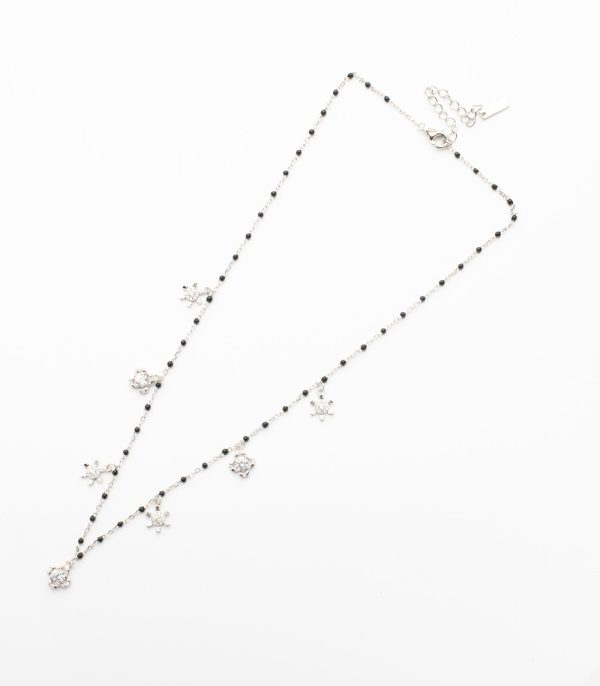 Dangling Stone Snowflake Mangalsutra (Silver) on Sale