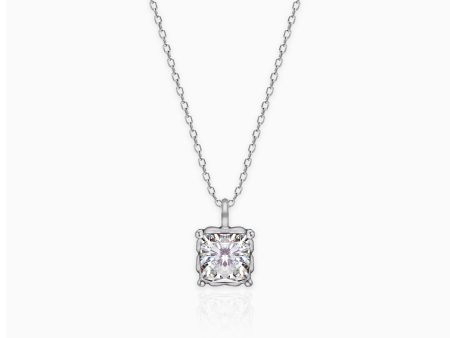 Silver Zircon Square Pendant with Link Chain Online Hot Sale