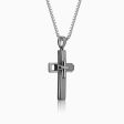 Black Rhodium Holy Christ Pendant With Box Chain For Him For Cheap