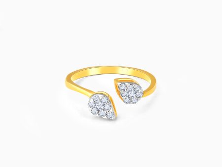 Gold Graceful Leaf Diamond Ring For Sale