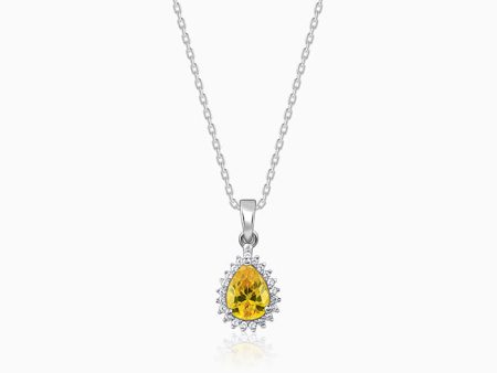 Silver Yellow Drop Pendant With Link Chain For Cheap