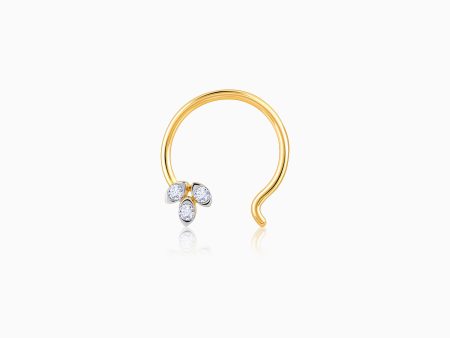 Gold Petal Symphony Diamond Nose Pin Online