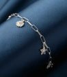 Bulky Chain Floral Bracelet (Silver) Supply