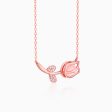 Anushka Sharma Rose Gold Pink Quartz Flower Necklace Hot on Sale