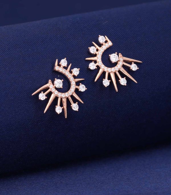 Diamond strokes earrings(Silver) on Sale