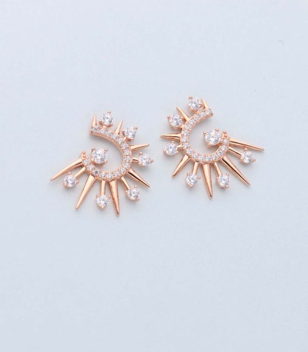 Diamond strokes earrings(Silver) on Sale